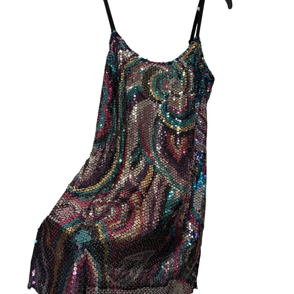 Intimately Free People FP Multi Color Sequin Party Mini Dress sz XS - Picture 3 of 12